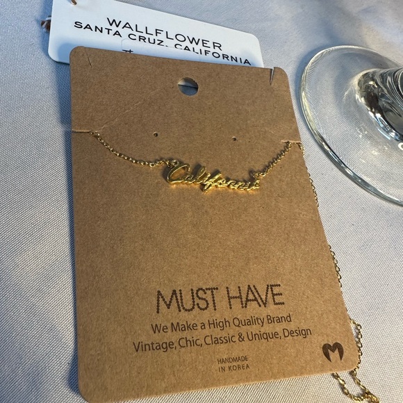 Wallflower designs goldtone California script necklace - Picture 2 of 5
